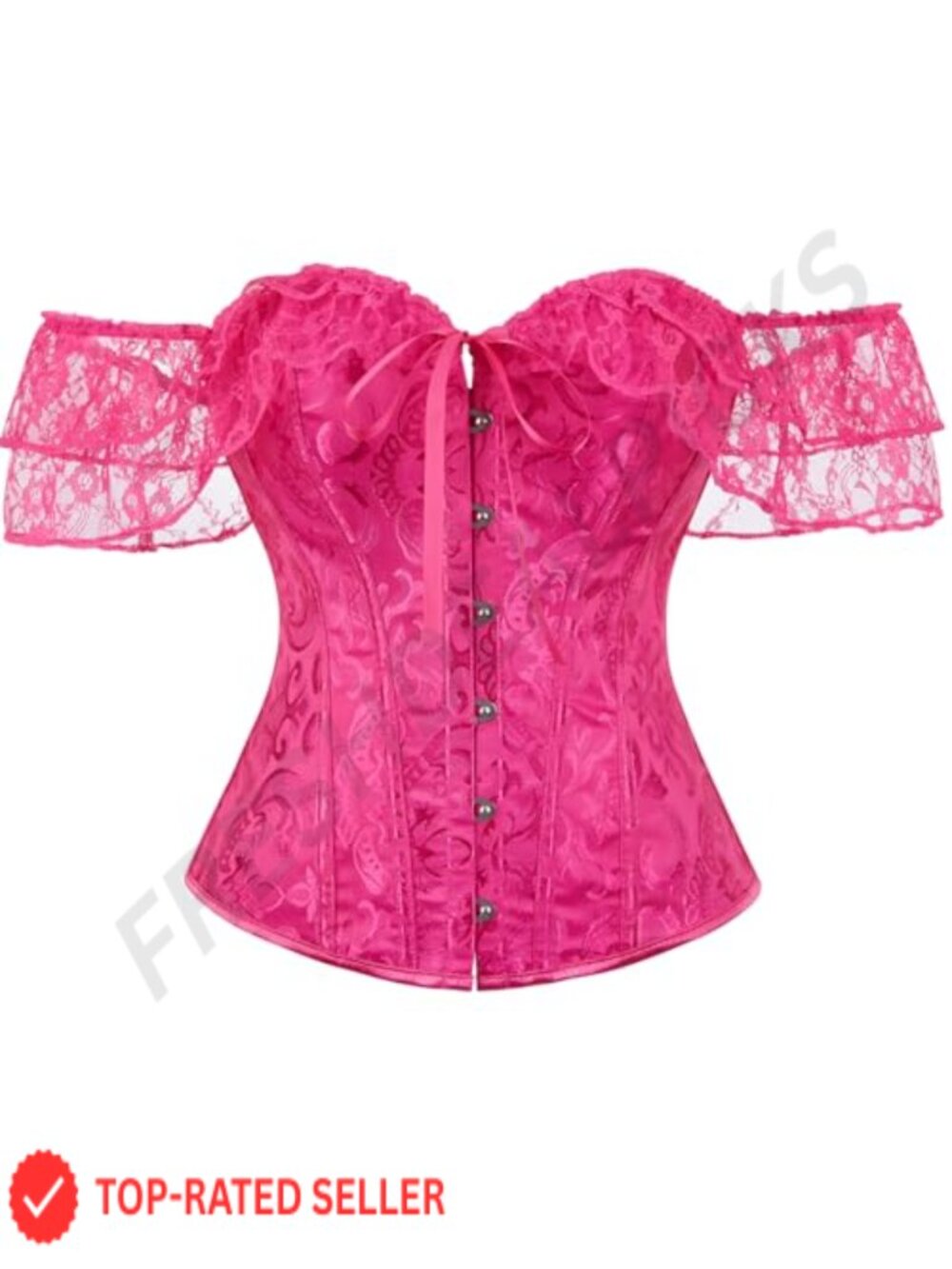 SHYMMUO Women's Floral Satin Corset Top Lace Up Renaissance Costume